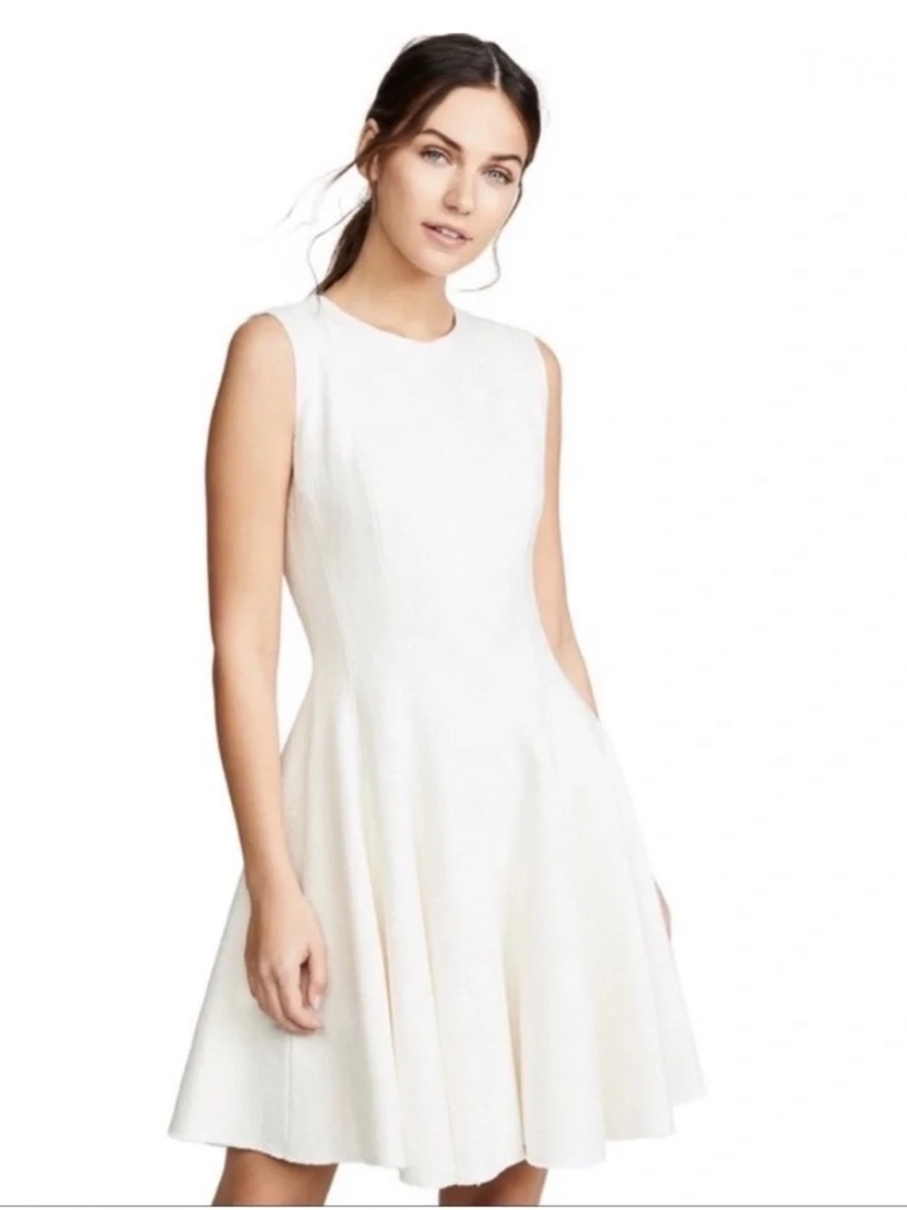 Theory White Sleeveless Fit-and-Flare Dress